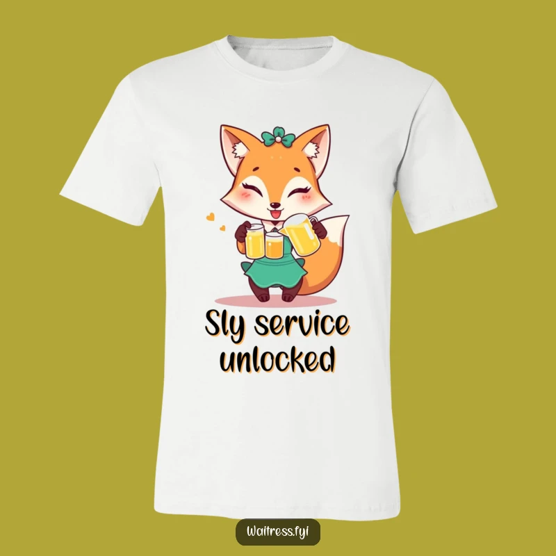 Funny Fox Waitress T-Shirt: Winking Fox Pouring Juice, Ideal Humorous Gift for Foxes
