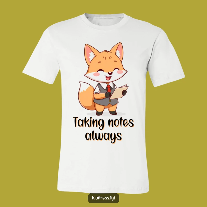 Funny Fox Waiter T-Shirt: Order Taker Tee, Humorous Foodie Gift