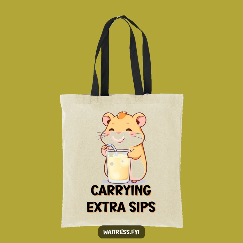 Funny Hamster Drink Tote Bag - Comical Hydration Carryall