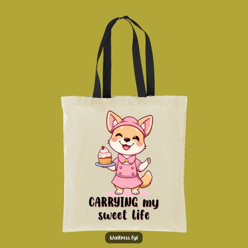 Funny Dog Waitress Tote Bag: Carry Sweets & Smiles, Great Gift Bag
