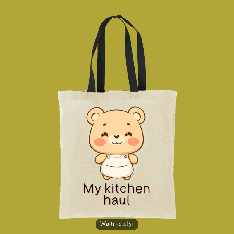 Funny Bear Apron Tote Bag: Carry Your Ingredients with Humorous Charm