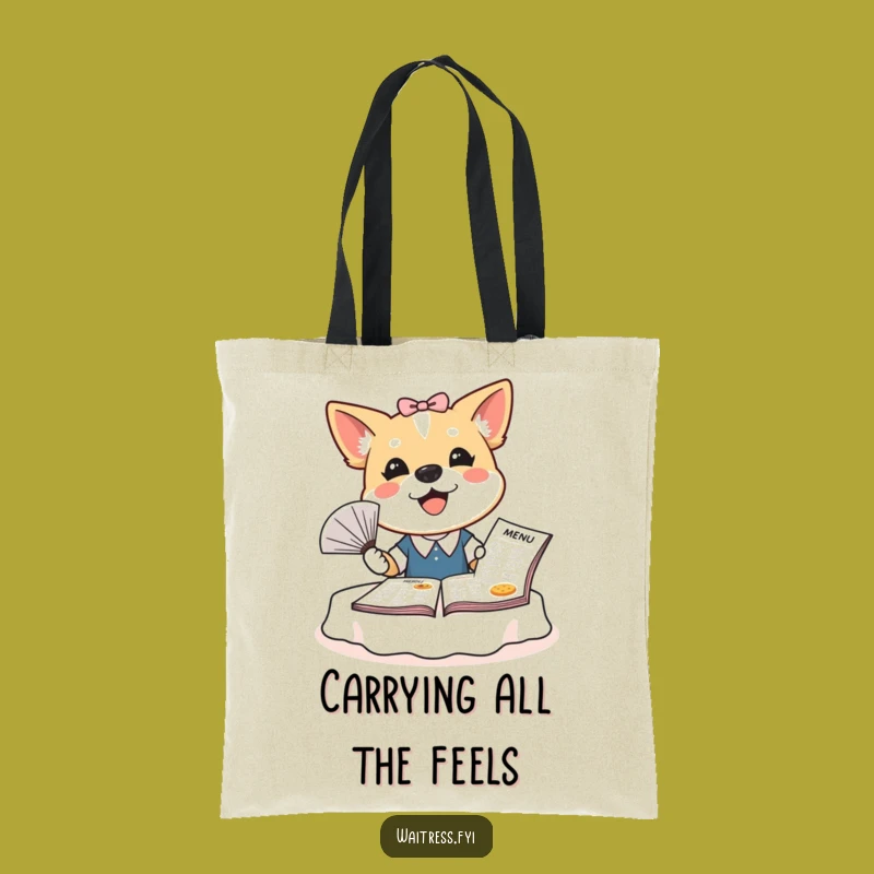 Funny Dog Waitress Tote Bag: Bubbly Pup Menu Fan, Stylish and Humorous Accessory