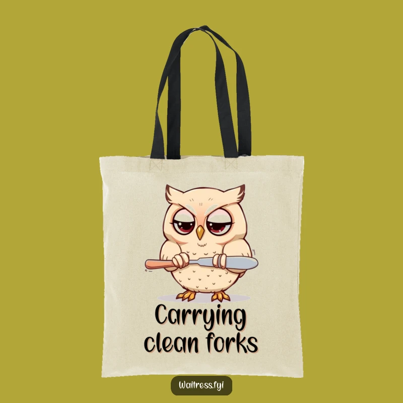 Funny Kawaii Owl Polishing Tote Bag: Carry Your Essentials with Focused Flair, Great Funny Gift!