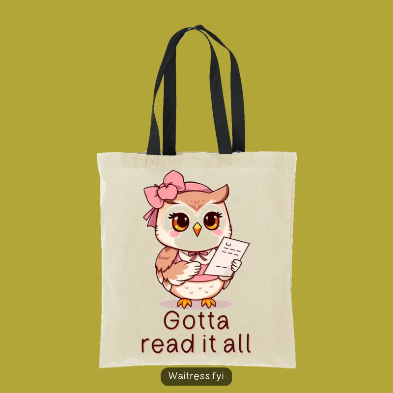 Funny Owl Waitress Tote Bag: Owl Offers Menu, Stylish Funny Gift
