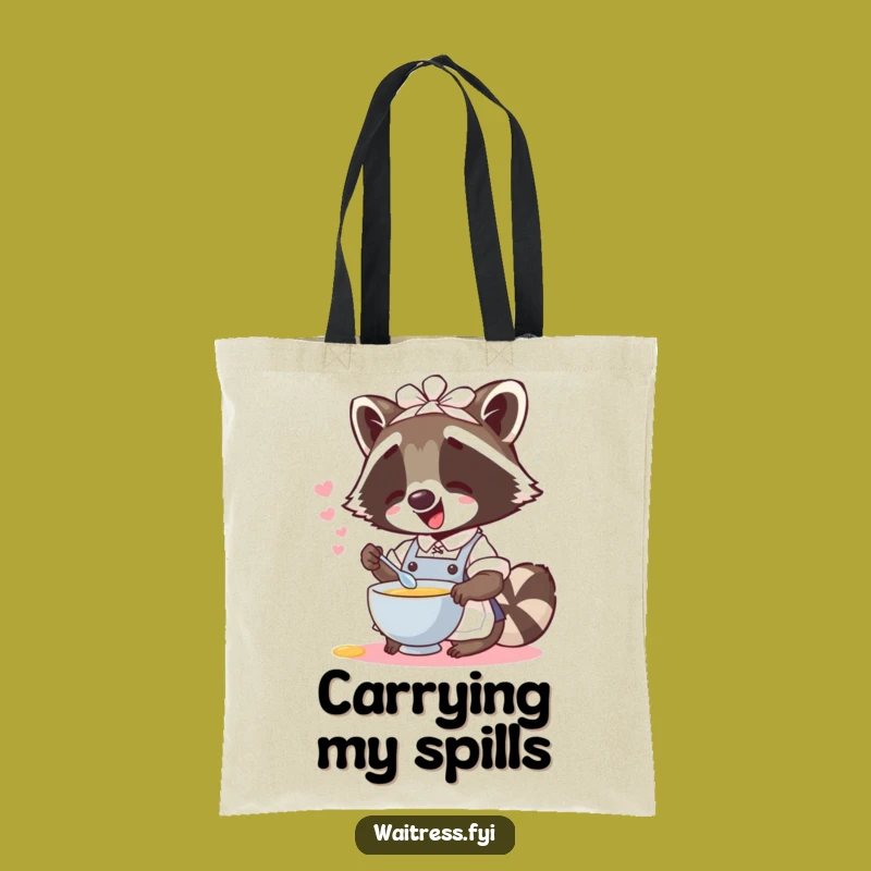 Funny Raccoon Waitress Tote Bag: Carry your essentials with a giggle, a perfect funny gift.