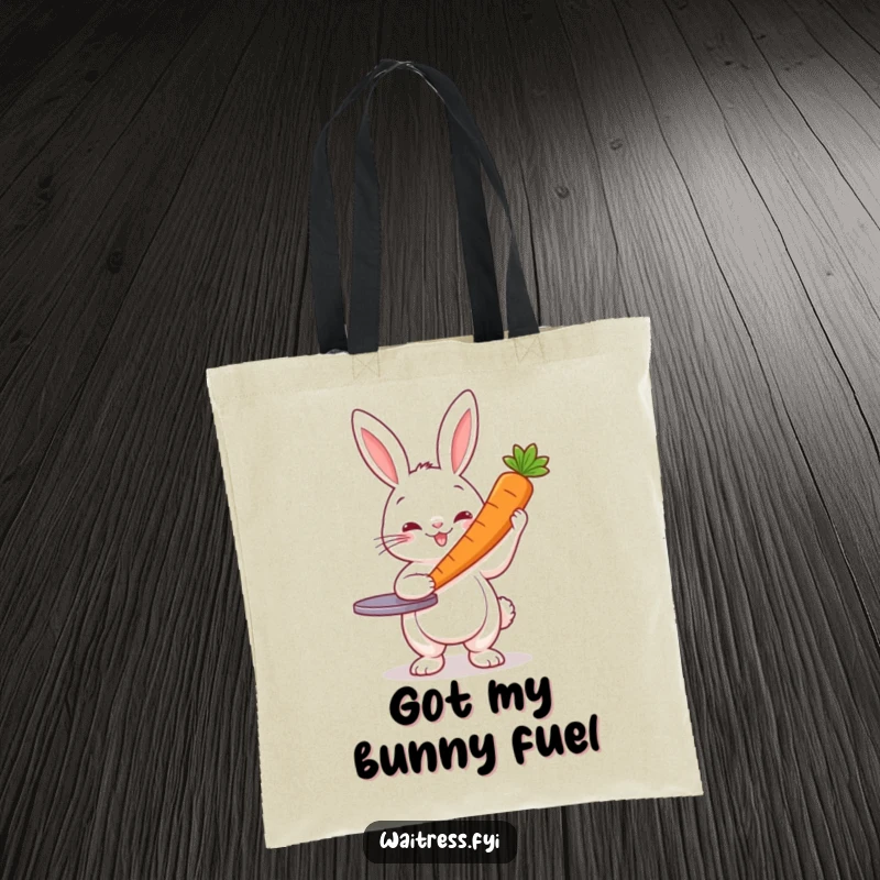 Funny Rabbit Server Tote Bag: Cheerful rabbit holding a carrot, durable and humorous tote.