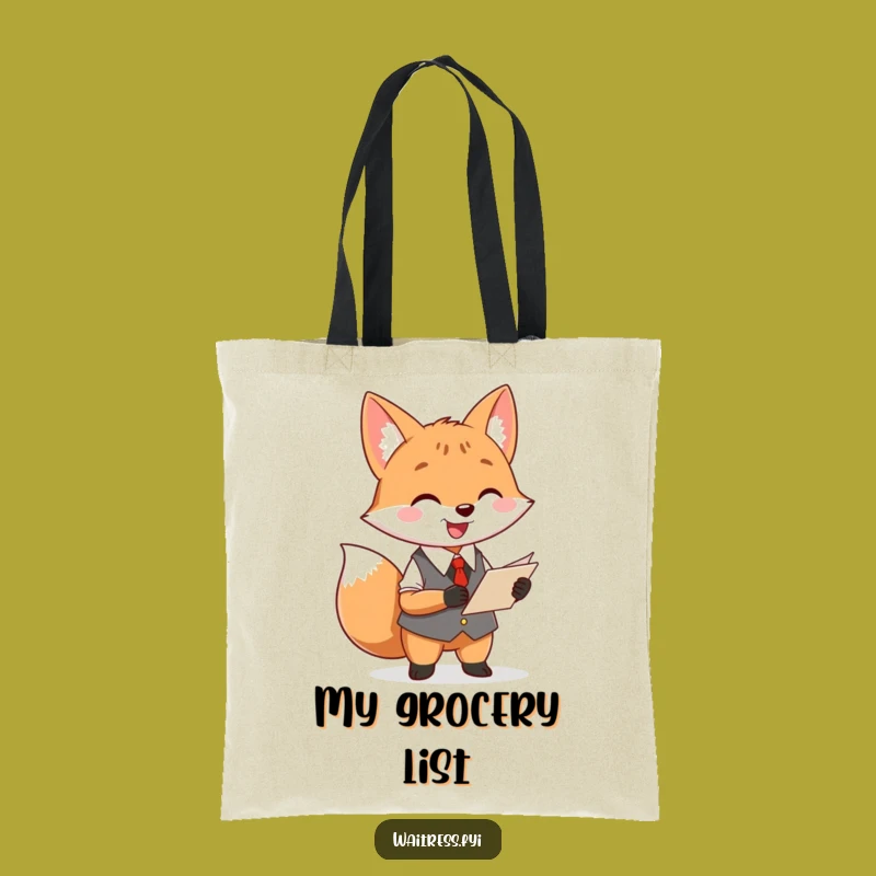 Funny Fox Waiter Tote Bag: Order Pad Carrier, Humorous Restaurant Accessory
